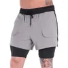 Short de course pour hommes, sport musculaire, Fitness, séchage rapide, Double couche, pantalon d'entraînement, de gymnastique, de Jogging, de basket-ball