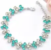 Luckyshine vendedor de moda 925 plata topacio verde cuadrado pulsera de cristal de plata hecha a mano