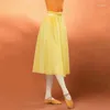 Stage Wear 80CM Professionale Adulti Ballerina Tutù di balletto Giallo Verde Maglia Pizzo Lungo Tutu Volant Vita elastica Donna Tulle Gonna a sfera