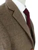 Mens Suits Blazers Tailor fez fatos finos para homens de l￣ retr￴ marrom marrom -peito de tweed vestido de noiva personalizado mass de 3 pe￧as 230209