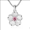 Pendentif Colliers Jolie Fleur Femmes Déclaration 925 Sterling Sier Bijoux Plaqué Imitation Diamant Collier Drop Livraison Pendentifs Dhksa