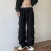 Men's Pants Men Overalls Loose Male Relaxed Fit Buttons American Cargo For Daily Wear