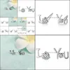 Stud Imitation 925 Sterling Sier Chic Jewelry Diamond Cubic Zirconia Earrings Love You Earring Drop Delivery Dhr9Q