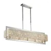 Hanglampen moderne luxe eetkamer E14 LED -lichten rechte glans chroom staal k9 kristal hang lamp stang hangend armaturen