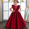 Robes de fille pour enfants de 4 à 14 ans, tenue de soirée de princesse avec perles, pour fête de noël, spectacle de Piano, bal