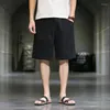 Men's Shorts MrGB 2023 Summer Cotton Linen Capris Men's Chinese Style Wide Leg Oversized Male Short Pants Vintage Casual Knee Length