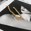 Twisted Rope Chian Bracelet for Woman Hip Hop Punk 4MM Gold Color Stainless Steel Gold Color Necklace Fashion Jewelry