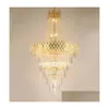 Lampadali lampadario di lussuoso lampadario di cristallo per le scale moderne illuminazione a catena a loft decorazione per casa lampade a led oro cistal dhcou