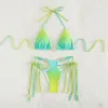 Bikini Set 2 peice for Woman 2023 Swimsuit Bangage Neck Triangle Swim Suit Hollow Out Mid Waist Female Bathing Suit