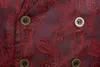 Heren Vesten Wine Red Paisley Jacquard Long Men Double Breasted Rapel Brocade Waistcoat Gotische Steampunk Mouwloze Tailcoat 230209