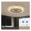 Ventilatori da soffitto Bluetooth Crystal Smart Modern Led Fan Lampade con luci App Telecomando Ventilatore Lampada Silent Motor Bedroom Decor Dhl0R