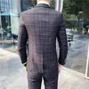 Trajes para hombre Blazers Llegada Hombres Negocios Casual Slim Plaid Fit Traje Chaqueta Abrigo Masculino Alta Calidad Boda 3 Piezas Conjunto Blazes Pantalón Chaleco 230209