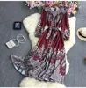 Casual Dresses Retro Court Style midja Slimming Elegant Printed Super Fairy High -klass modeklänning