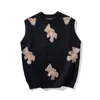 Men's Vests Autumn Anime Sweater Vest Men Harajuku Vintage Oversized Male Cute Cartoon Bear Sleeveless Pullovers O-neck Knit WaistcoatMen's