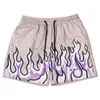 Maille Respirant Hommes Shorts GYM Basketball Courir À Séchage Rapide Short Baggy Flamme Imprimer Mode Court Pantalon D'été