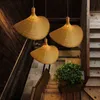 Światła ręka Make Bamboo Wiklingowe Lampy Lampy Lampy sufitowe Vintage Lampa wisząca rattan do jadalni Oświetlenie zawieszenie