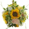 Fiori decorativi Bellissimo bouquet da sposa Girasole e rose da sposa Mazzi da sposa per damigelle d'onore Decorazioni per la casa