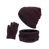 Beanies Beanie/Skull Caps 3Pcs/Set Winter Hat Scarf And Glove Set Touch Screen Mittens Hats Scarves For Outdoor Sports Women Men Running Ear