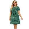 Plus size jurken vintage etnische stijl 3D -geprinte jurken voor vrouwen zomer zomer korte mouw losse oversized damesjurk plus maat 4xl 5xl 6xl 230209