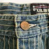 Jeans masculinos Vintage Indigo Listrado Wabash Wash Wash Amekaji Motocicletas de Macacys calças de lounge