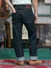 Men's Jeans Men's Middle Waist 23OZ Thick Selvedged Denim Bukleback Straight Amekaji Cowboy Motorcycle Cargo Pants