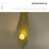 Candle Holders 2 Pcs Leaf Decor Cello Tea Light Dome Decorate Wall Wall-mounted Candlestick Metal Household