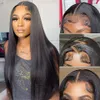 Synthetic Wigs Hd Transparent Lace Front Human Pre Plucked for Women Straight Remy Frontal Closure