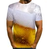 Men's T Shirts Beer 3D Printing T-Shirt Men Funny Novelty O Neck Short Sleeve Top