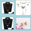 ￖrh￤ngen halsband Colorf Butterfly smycken upps￤ttningar emalj insekt br￶llop brud party set droppleverans dh6iu