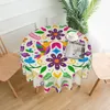 Table Cloth Beauty Mexican FloralTablecloth Round Cover Washable Polyester For Kitchen Party Picnic Dining Home Decor60 Inch