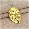 Pendentif Colliers Hip Hop Bijoux V Pour Vendetta Masque Collier Hommes Roman Charme Cubain Lien Chaîne En Métal Mens Drop Delivery Pendentifs Dh7Su