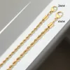 Twisted Rope Chian Bracelet for Woman Hip Hop Punk 4MM Gold Color Stainless Steel Gold Color Necklace Fashion Jewelry