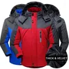 Herren Daunen-Baumwolljacken, Winter, wasserdicht, Outdoor-Sport, Windjacke, plus Fleece, dick, warm, Wanderparkas, winddichter Kapuzenmantel