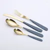 Dinnerware Sets Cutlery Set Stainless Steel Knife Fork Spoon Tableware Dessert Dishes Steak Cutter Western Dinning Table Gold