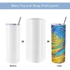 USA Warehouse 20oz Sublimation Straight tumblers with Steel Straw Rubber Bottoms Stainless tumbler Coffee Mug Water Bottle Shiny Matte Cups