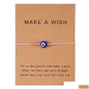 Kaliwowe sprzedaż Nowa instrukcja Make a Wish Paper Card Strands Niebieskie oczy złe oko tkane regulowana bransoletka hurtowa kropla dhsg0