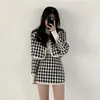 Two Piece Dress STSVZORR dress ladies houndstooth stitching short coat high waist hip skirt fashionable 2 piece set 230208