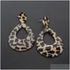 Bengelen kroonluchter overdreven waterdruppel geometrische cirkel acetaat acryl hars luipaard print grote statement ladys earrin dhyv5