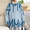 Herrtröjor lbl 2023 män hiphop stickad jumper vår mode tryckt streetwear harajuku höst överdimensionerad hipster casual tröjor