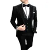 Trajes para hombres 2023 Traje para hombres 3 piezas Casual Slim Fit Negro Muesca Solapa Hombre Esmoquin para traje de fiesta de boda (Blazer Chaleco Pantalones)