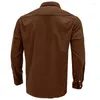 Men's Casual Shirts DUYIT Solid Color Single Breasted Corduroy Shirt Men's Autumn Versatile Long Sleeve Pocket Cardigan