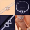 Charms Fashion Rhinestone Heart Cuban Anklet Bransoletka dla kobiet Oshape Heart Oshape Out Noge Kid -Bain Foot Jewelry Hurtowa Dhcrs