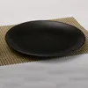 Płytki przeciwnikowe czarne melaminowe okrągłe taca naczynia obiadowe naczynia sushi stek deserowy herbatę