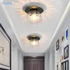 Modern Luxury Round Glass Lamp Black Gold Metal LED E27 Ceiling Lights for Hallway Corridor Entrance Aisle Illuminaire 0209