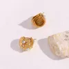 Boucles d'oreilles créoles en acier inoxydable demi-boule Zircon perle pour les femmes déclaration goutte fête bijoux