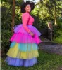 スカートfahion hi-lo coloful tutu skirt custom made tiered long elasti waist tulle hip women 2023 mujer faldas