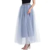 Saias Tule Long para Casamento Formal Elegante Cantura elástica Mulheres pretas Mesh dama de honra Tutu Skirt Girls