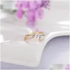 Anillos de racimo Navidad Mano Decoración Anillo Regalo Versión coreana Doble corazón Fl Diamante Apertura Un tamaño Zircon Mujeres Dhrzq