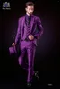 Men's Suits Latest Coat Pants Designs Italian Purple Tuxedo Jacket Slim Fit Men Suit 3 Piece Blazers Custom Groom Prom Terno Masuclino