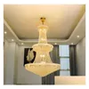 Żyrandole Złote Crystal żyrandol lampa salonu nowoczesne luksusowy duży dwupoziomowy budynek Villa el lobby Decoration Dekoracja Del dh2d8
